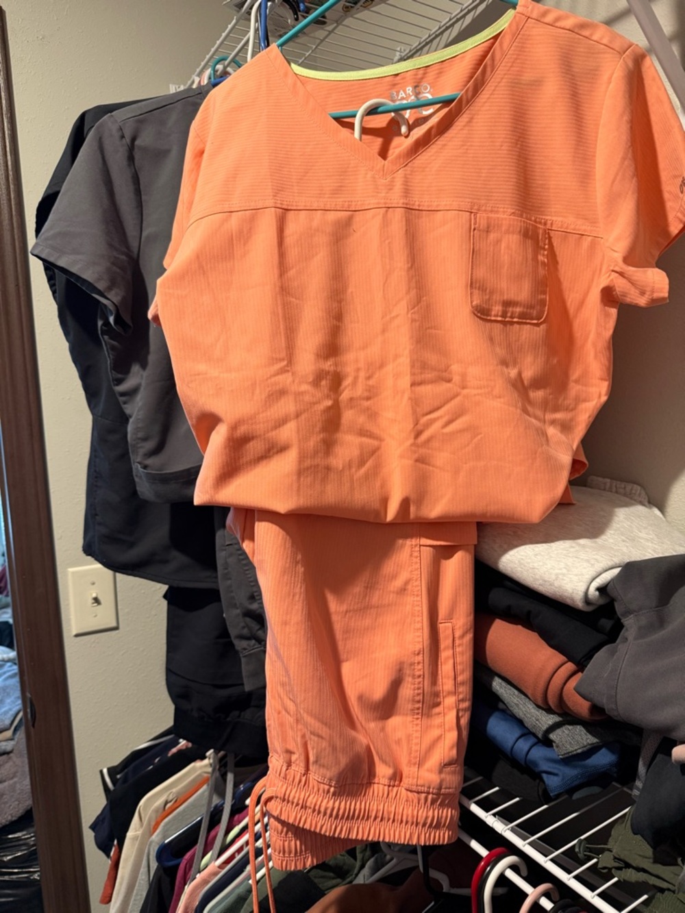 Barco Uniforms Coral Orange Women’s Scrub Top and Pants
